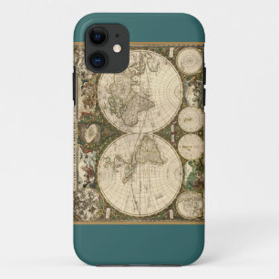Antieke wereldkaart uit 1660 door Frederick de Wit iPhone 11 Hoesje