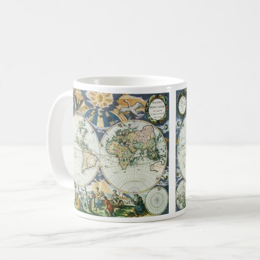 Antieke Wereldkaart uit de Oude Wereld door Pieter Koffiemok (Voorkant links)