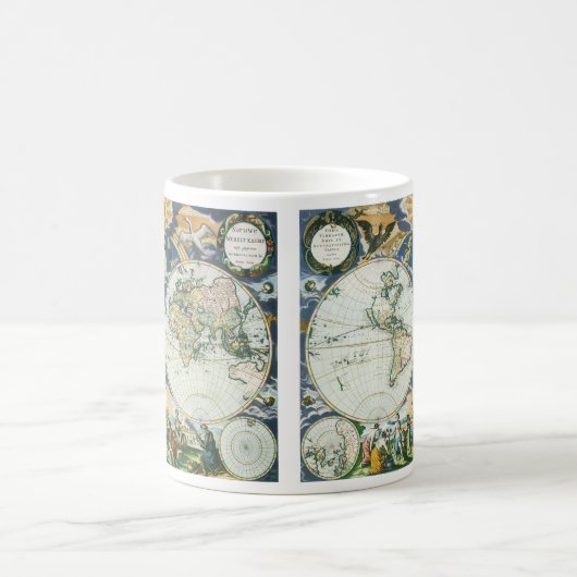 Antieke Wereldkaart uit de Oude Wereld door Pieter Koffiemok (Center)