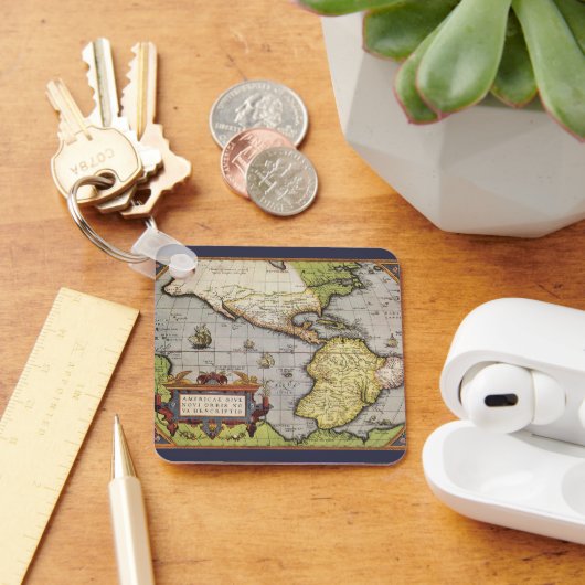 Antieke Wereldkaart van de Amerika's, 1570 Sleutelhanger (Bureau)