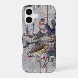 Antieke wereldkaart van de Stille Oceaan iPhone 16 Hoesje