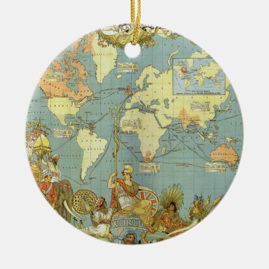 Antieke Wereldkaart van het Britse Rijk, 1886 Keramisch Ornament (Voorkant)