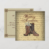 antieke western country cowboy bruiloft aankondiging (Voorkant / Achterkant)