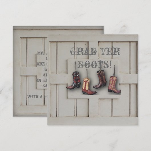 antieke western country cowboy bruiloft kaart (Voorkant / Achterkant)