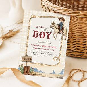 Antieke Western Desert Lieve Cowboy Baby Borrel Kaart