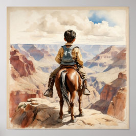 Antieke Westerse Kunst Etnische Jongen op Paard Poster