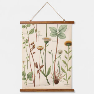 Antieke wetenschappelijke botanische illustratieka hangend wandkleed