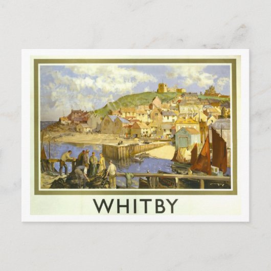 Antieke Whitby Reisposter Briefkaart (Voorkant)