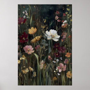Antieke wilde bloemen print, lente bloemen kunst poster