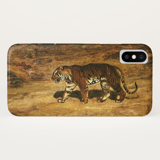 Antieke Wilde Dier, Bengaalse Tijger die over de V Case-Mate iPhone Case (Achterkant (horizontaal))