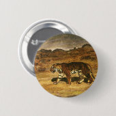 Antieke Wilde Dier, Bengaalse Tijger die over de V Ronde Button 5,7 Cm (Voorkant /achterkant)