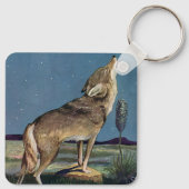 Antieke wilde dier, wolf huilt naar de maan sleutelhanger (Achterkant)
