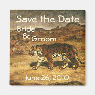 Antieke wilde dieren Tijgers, Save the Date! Magneet
