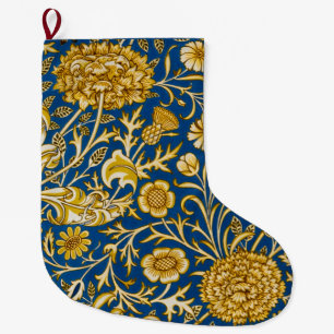 Antieke William Morris Cherwell Blauwe Bloem Kunst Grote Kerstsok