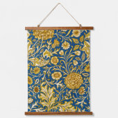 Antieke William Morris Cherwell Blauwe Bloem Kunst Hangend Wandkleed (Voorkant)