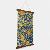 Antieke William Morris Cherwell Blauwe Bloem Kunst Hangend Wandkleed (Gebogen)