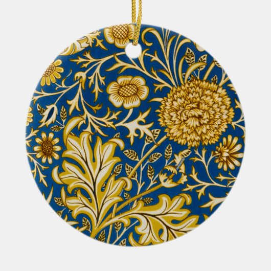 Antieke William Morris Cherwell Blauwe Bloem Kunst Keramisch Ornament (Voorkant)