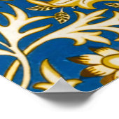 Antieke William Morris Cherwell Blauwe Bloem Kunst Poster (Hoek)