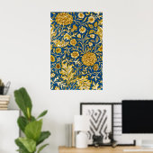 Antieke William Morris Cherwell Blauwe Bloem Kunst Poster (Thuiskantoor)