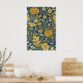 Antieke William Morris Cherwell Blauwe Bloem Kunst Poster (Keuken)