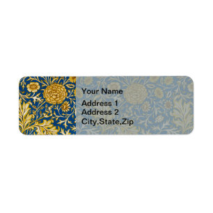 Antieke William Morris Cherwell Blauwe Bloemkunst Etiket