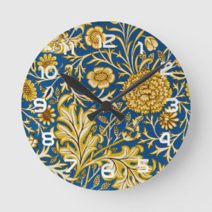 Antieke William Morris Cherwell Blauwe Bloemkunst Ronde Klok