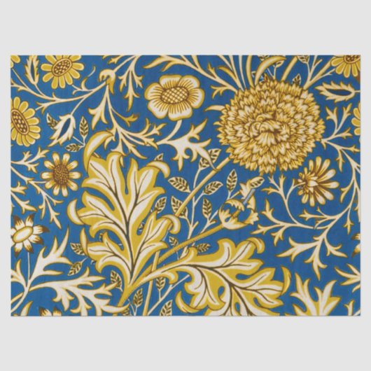 Antieke William Morris Cherwell Blauwe Bloemkunst Tissuepapier (Voorkant)