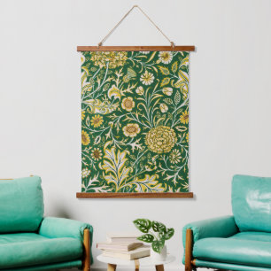 Antieke William Morris Cherwell Groene Bloem Kunst Hangend Wandkleed