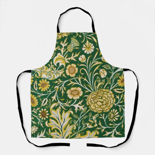 Antieke William Morris Cherwell Groene Bloem Kunst Schort (Voorkant)