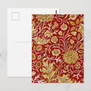 Antieke William Morris Cherwell Rode Bloem Kunst Briefkaart