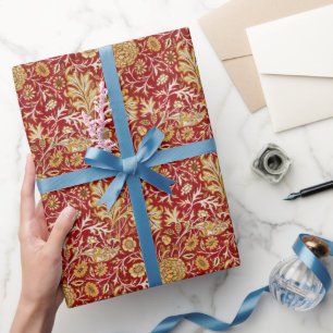 Antieke William Morris Cherwell Rode Bloem Kunst Cadeaupapier