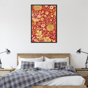 Antieke William Morris Cherwell Rode Bloem Kunst Canvas Afdruk