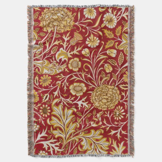 Antieke William Morris Cherwell Rode Bloem Kunst Deken (Voorkant Verticaal)
