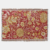 Antieke William Morris Cherwell Rode Bloem Kunst Deken (Voorkant)