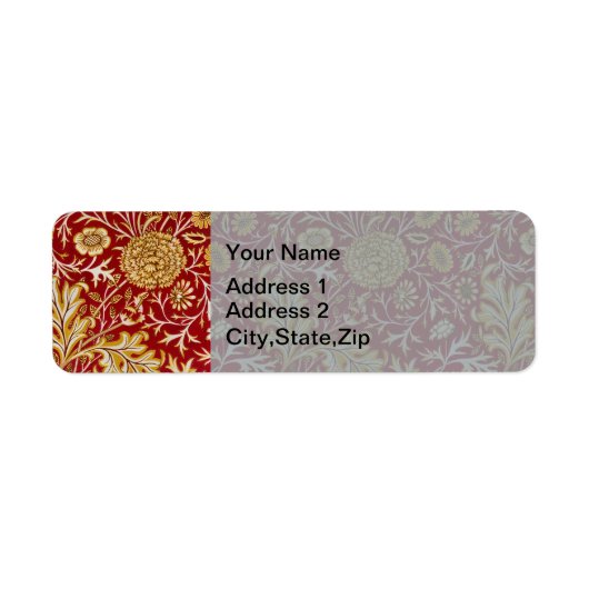 Antieke William Morris Cherwell Rode Bloem Kunst Etiket (Voorkant)
