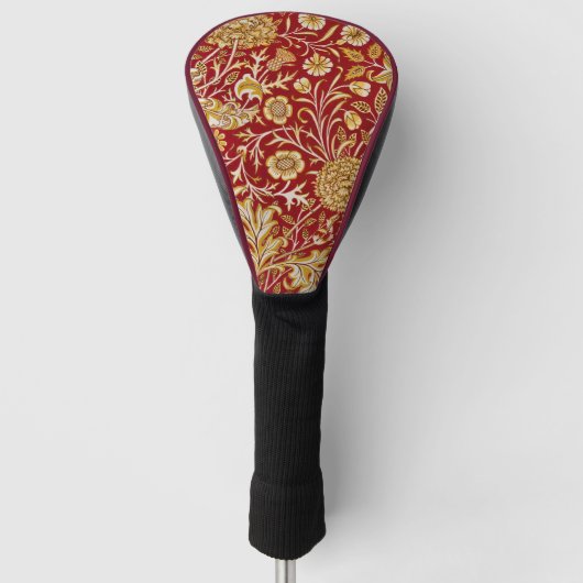 Antieke William Morris Cherwell Rode Bloem Kunst Golfheadcover (Voorkant)