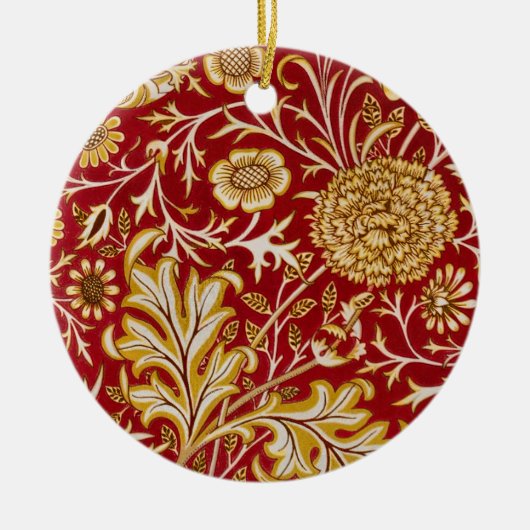 Antieke William Morris Cherwell Rode Bloem Kunst Keramisch Ornament (Voorkant)