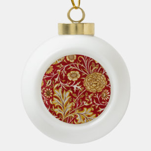 Antieke William Morris Cherwell Rode Bloem Kunst Keramische Bal Ornament