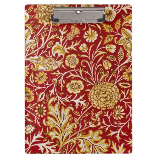 Antieke William Morris Cherwell Rode Bloem Kunst Klembord (Voorkant)