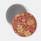 Antieke William Morris Cherwell Rode Bloem Kunst Magneet (Voorkant / Achterkant)