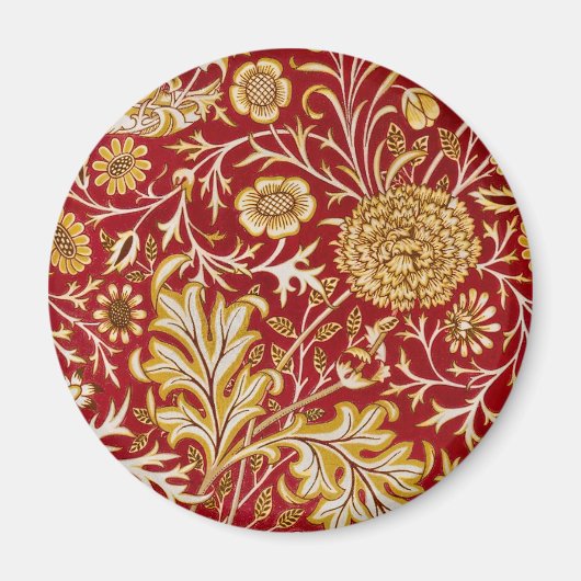 Antieke William Morris Cherwell Rode Bloem Kunst Magneet (Voorkant)