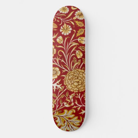 Antieke William Morris Cherwell Rode Bloem Kunst Persoonlijk Skateboard (Voorkant)