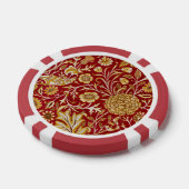 Antieke William Morris Cherwell Rode Bloem Kunst Poker Chips (Enkel)