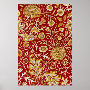 Antieke William Morris Cherwell Rode Bloem Kunst Poster