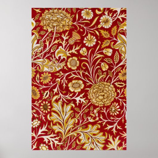Antieke William Morris Cherwell Rode Bloem Kunst Poster (Voorkant)