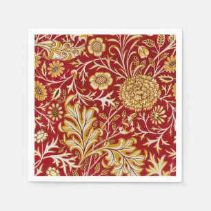 Antieke William Morris Cherwell Rode Bloem Kunst Servet