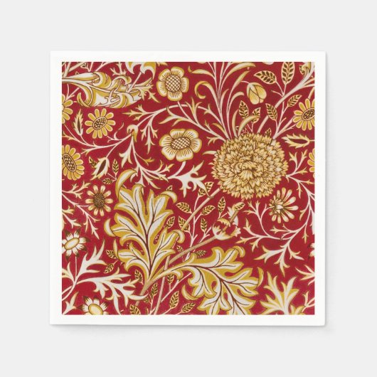 Antieke William Morris Cherwell Rode Bloem Kunst Servet (Voorkant)