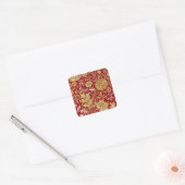 Antieke William Morris Cherwell Rode Bloem Kunst Vierkante Sticker (Envelop)