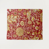 Antieke William Morris Cherwell Rode Bloem Kunst Wandkleed (Voorkant (horizontaal))