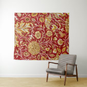 Antieke William Morris Cherwell Rode Bloem Kunst Wandkleed (In Situ (horizontaal))